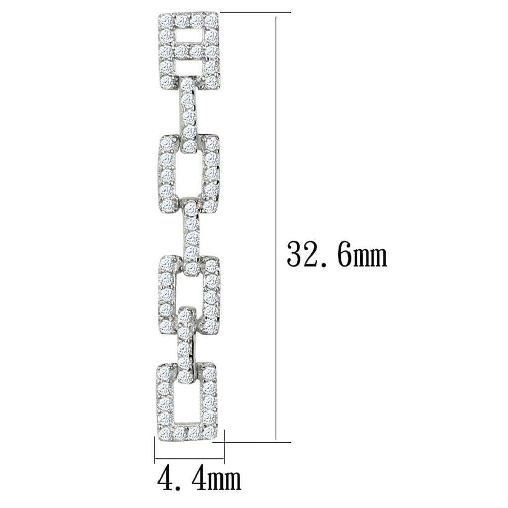 TS326 - Rhodium 925 Sterling Silver Earrings with AAA Grade CZ in Clear - Alamode - Flyclothing LLC