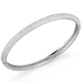 TS328 - Rhodium 925 Sterling Silver Bangle with AAA Grade CZ in Clear - Alamode - Flyclothing LLC