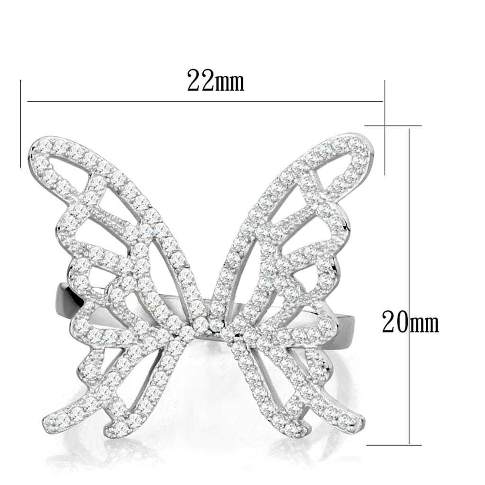 TS330 - Rhodium 925 Sterling Silver Ring with AAA Grade CZ in Clear - Alamode - Flyclothing LLC