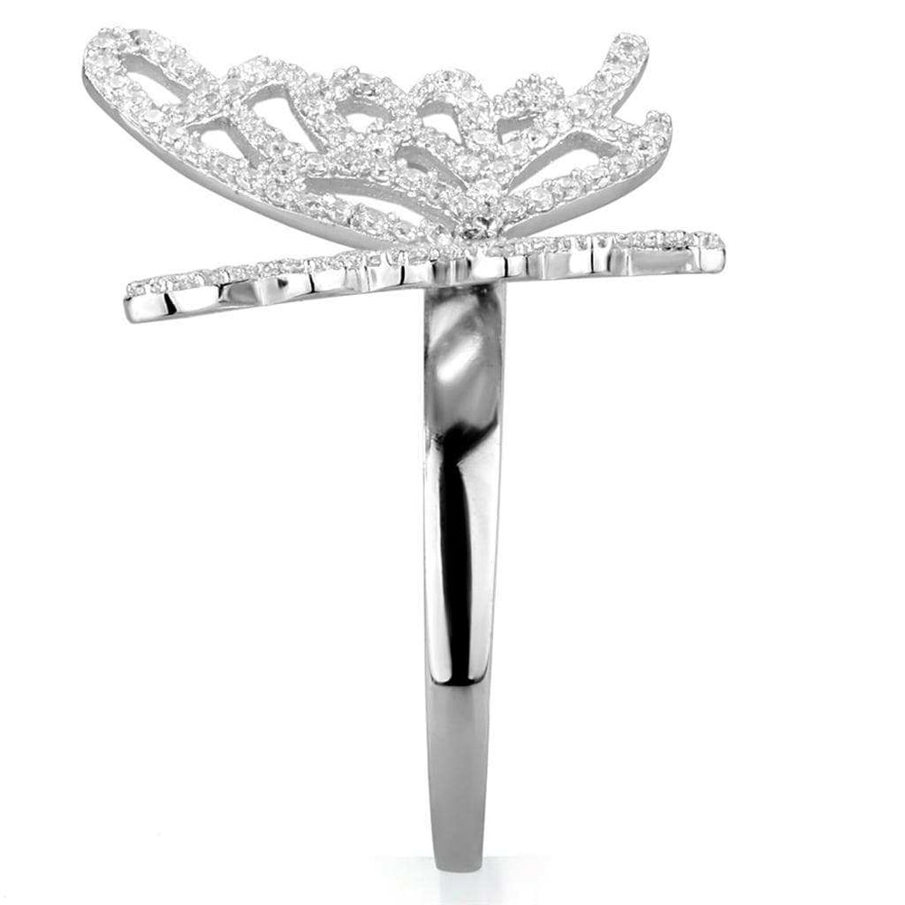 TS330 - Rhodium 925 Sterling Silver Ring with AAA Grade CZ in Clear - Alamode - Flyclothing LLC