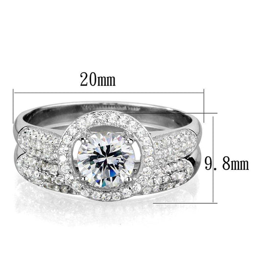 TS331 - Rhodium 925 Sterling Silver Ring with AAA Grade CZ in Clear - Alamode - Flyclothing LLC