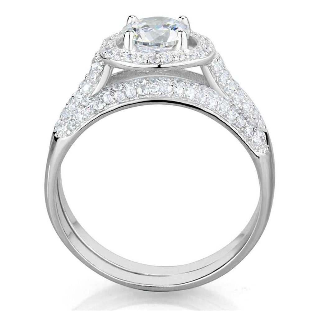 TS331 - Rhodium 925 Sterling Silver Ring with AAA Grade CZ in Clear - Alamode - Flyclothing LLC