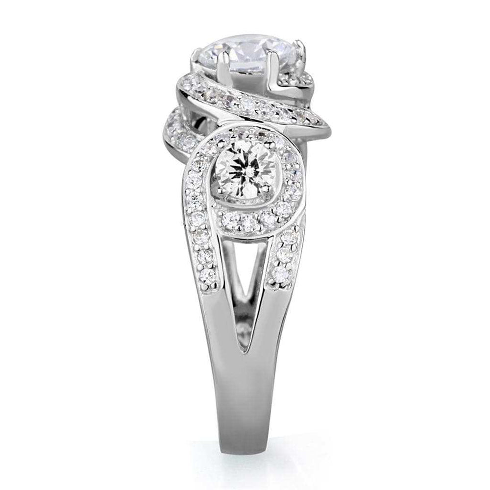 TS332 - Rhodium 925 Sterling Silver Ring with AAA Grade CZ in Clear - Alamode - Flyclothing LLC