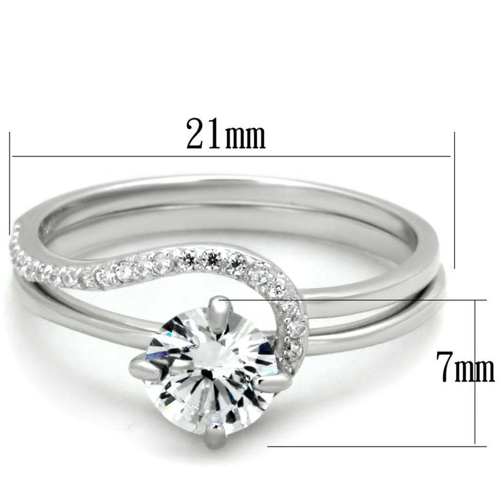 TS336 - Rhodium 925 Sterling Silver Ring with AAA Grade CZ in Clear - Alamode - Flyclothing LLC