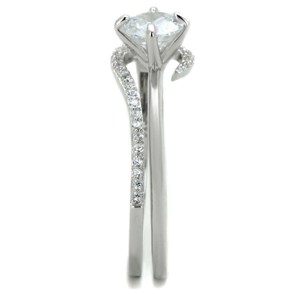 TS336 - Rhodium 925 Sterling Silver Ring with AAA Grade CZ in Clear - Alamode - Flyclothing LLC