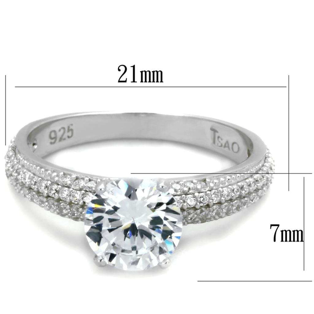 TS338 - Rhodium 925 Sterling Silver Ring with AAA Grade CZ in Clear - Alamode - Flyclothing LLC