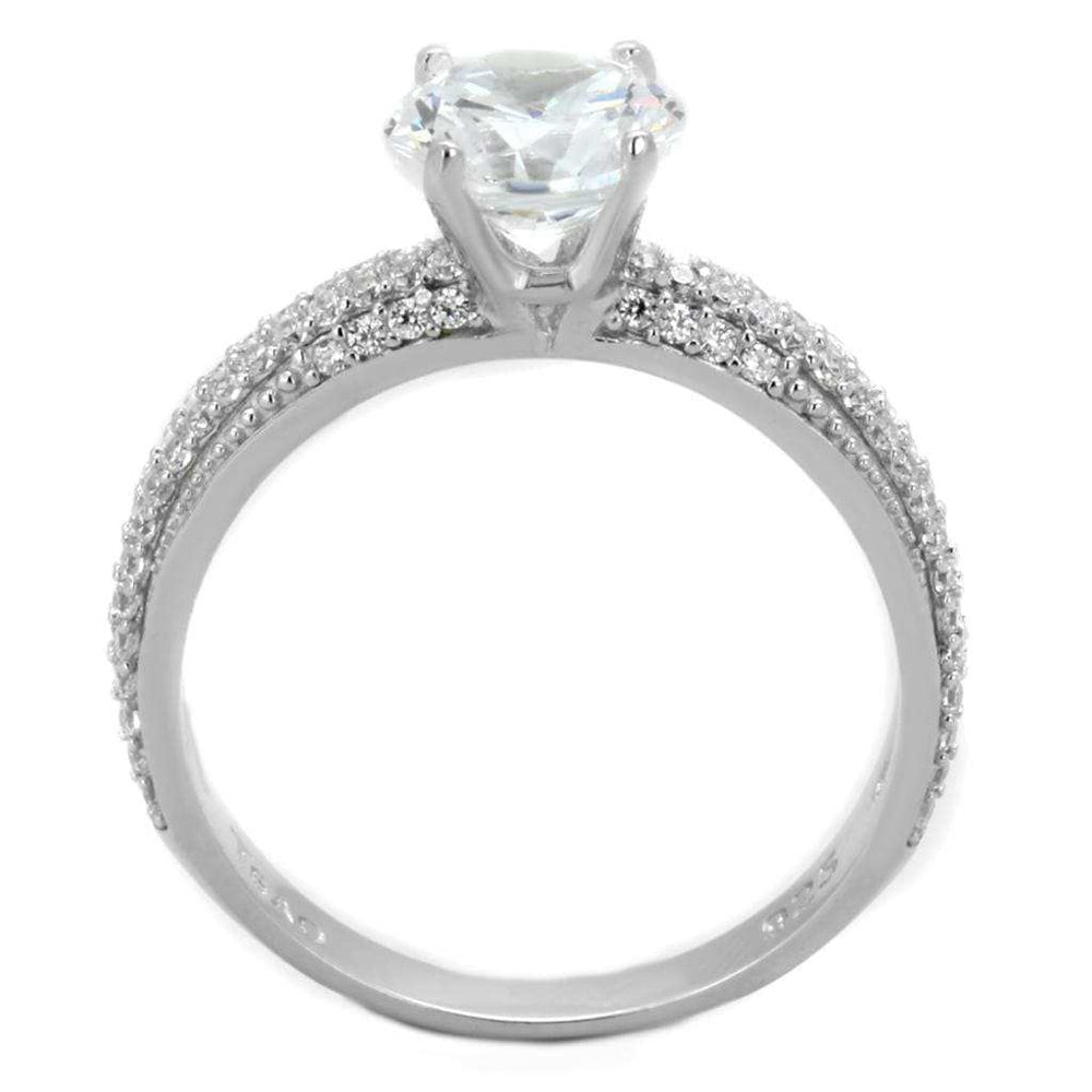 TS338 - Rhodium 925 Sterling Silver Ring with AAA Grade CZ in Clear - Alamode - Flyclothing LLC