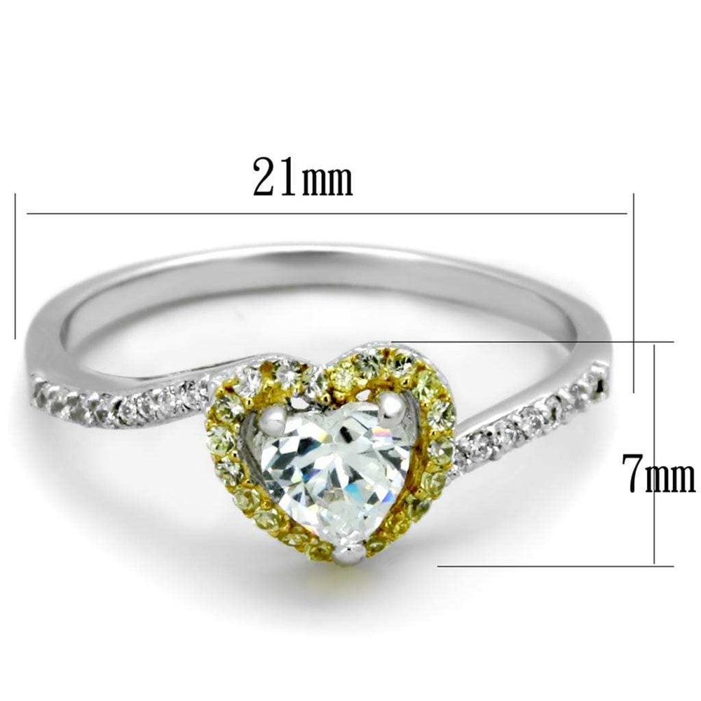 TS339 - Reverse Two-Tone 925 Sterling Silver Ring with AAA Grade CZ in Clear - Alamode - Flyclothing LLC