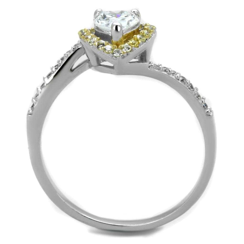 TS339 - Reverse Two-Tone 925 Sterling Silver Ring with AAA Grade CZ in Clear - Alamode - Flyclothing LLC