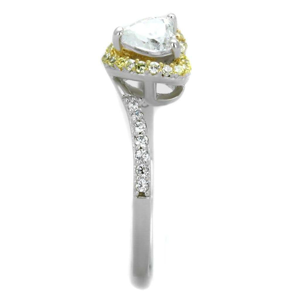 TS339 - Reverse Two-Tone 925 Sterling Silver Ring with AAA Grade CZ in Clear - Alamode - Flyclothing LLC