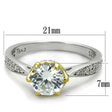 TS340 - Reverse Two-Tone 925 Sterling Silver Ring with AAA Grade CZ in Clear - Alamode - Flyclothing LLC