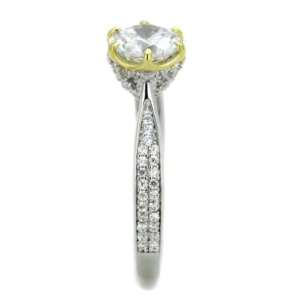 TS340 - Reverse Two-Tone 925 Sterling Silver Ring with AAA Grade CZ in Clear - Alamode - Flyclothing LLC