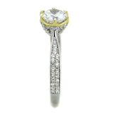 TS340 - Reverse Two-Tone 925 Sterling Silver Ring with AAA Grade CZ in Clear - Alamode - Flyclothing LLC