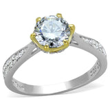 TS340 - Reverse Two-Tone 925 Sterling Silver Ring with AAA Grade CZ in Clear - Alamode - Flyclothing LLC