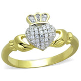 TS342 - Gold+Rhodium 925 Sterling Silver Ring with AAA Grade CZ in Clear - Alamode - Flyclothing LLC
