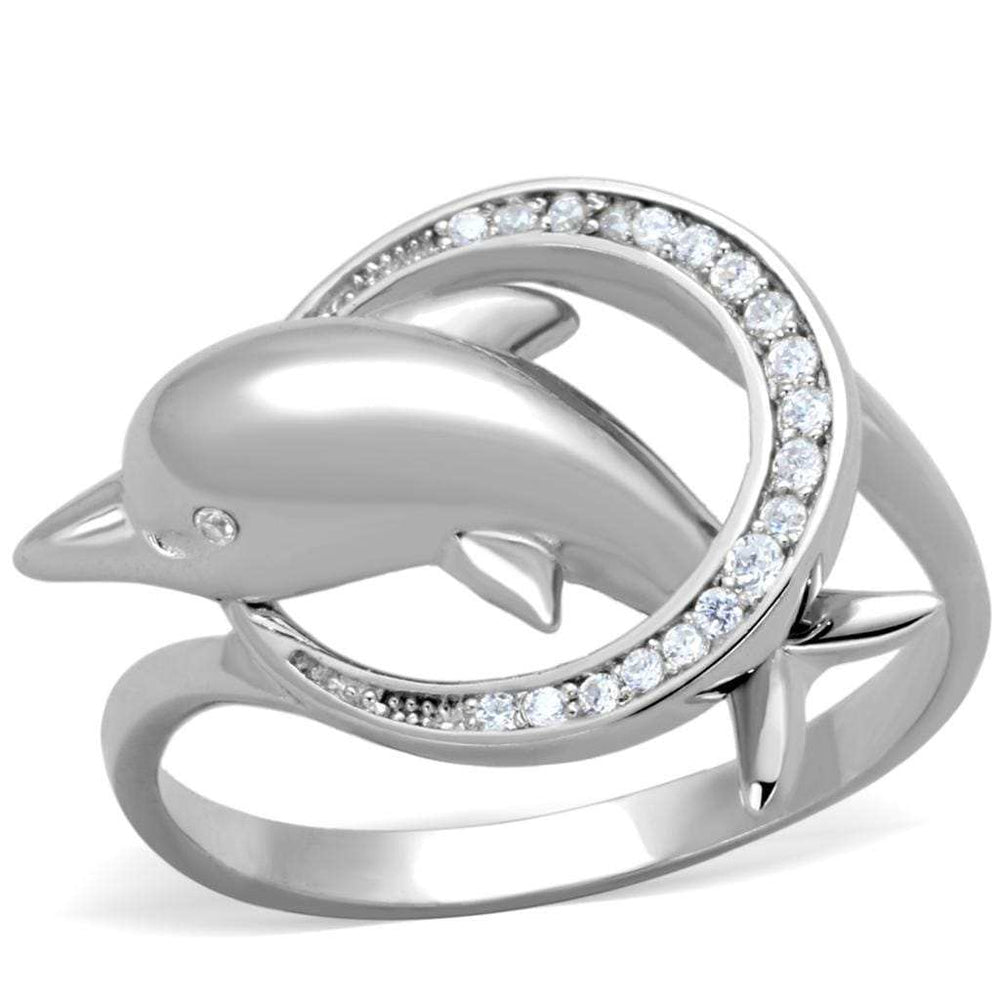 TS343 - Rhodium 925 Sterling Silver Ring with AAA Grade CZ in Clear - Alamode - Flyclothing LLC