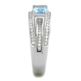 TS344 - Rhodium 925 Sterling Silver Ring with Synthetic Synthetic Glass in Sea Blue - Alamode - Flyclothing LLC