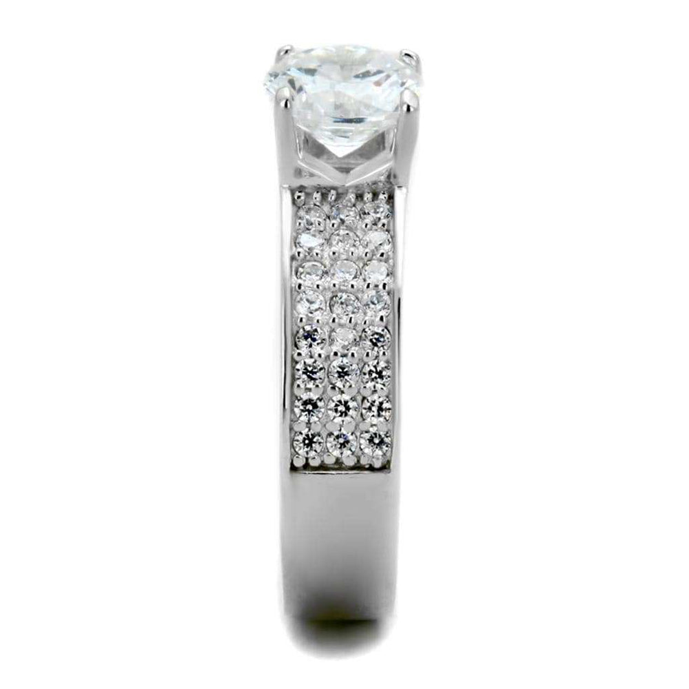 TS345 - Rhodium 925 Sterling Silver Ring with AAA Grade CZ in Clear - Alamode - Flyclothing LLC