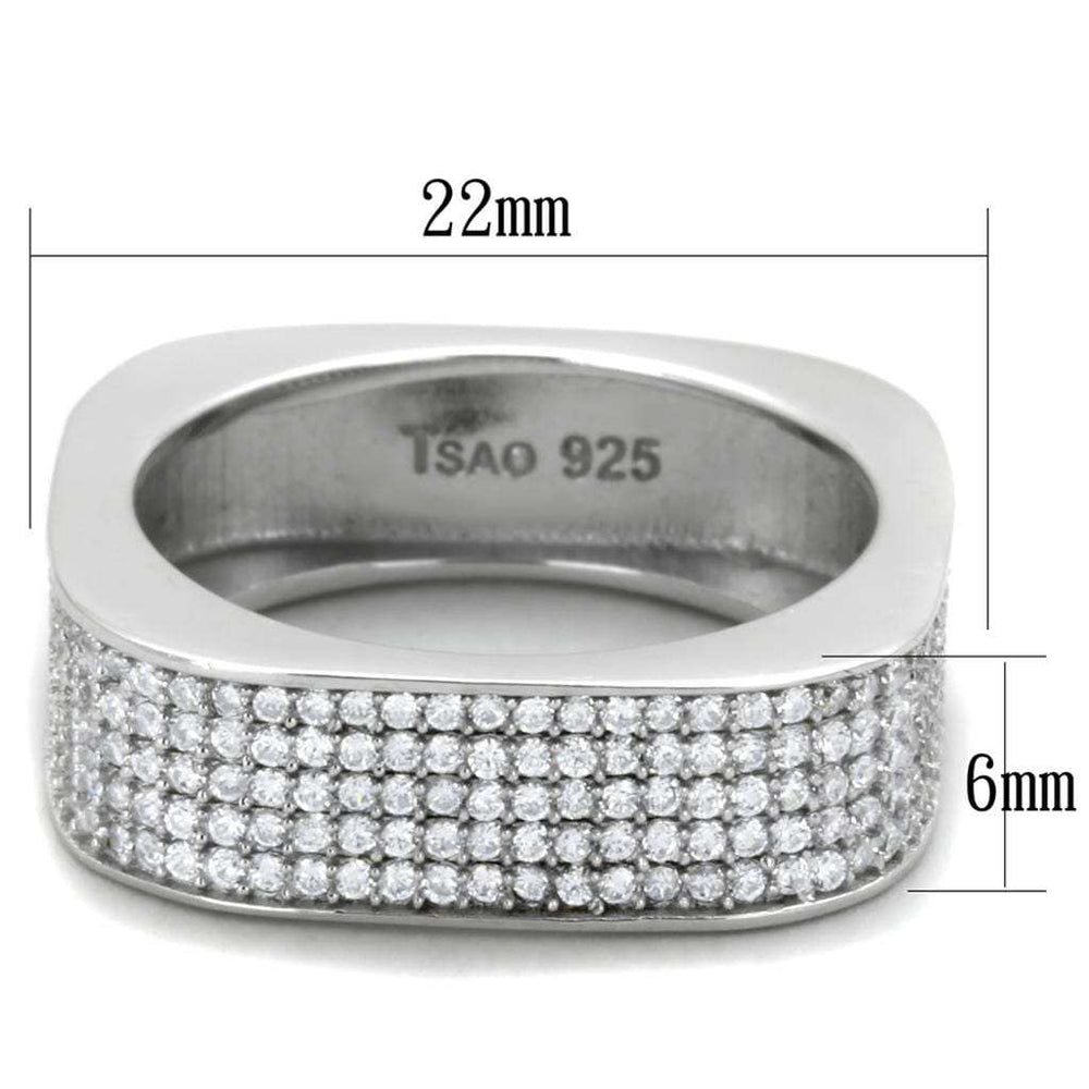 TS346 - Rhodium 925 Sterling Silver Ring with AAA Grade CZ in Clear - Alamode - Flyclothing LLC