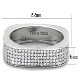 TS346 - Rhodium 925 Sterling Silver Ring with AAA Grade CZ in Clear - Alamode - Flyclothing LLC