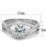 TS350 - Rhodium 925 Sterling Silver Ring with AAA Grade CZ in Clear - Alamode - Flyclothing LLC