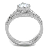 TS350 - Rhodium 925 Sterling Silver Ring with AAA Grade CZ in Clear - Alamode - Flyclothing LLC
