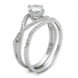 TS350 - Rhodium 925 Sterling Silver Ring with AAA Grade CZ in Clear - Alamode - Flyclothing LLC