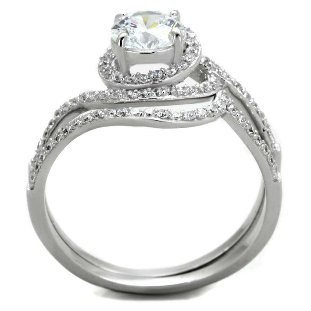 TS351 - Rhodium 925 Sterling Silver Ring with AAA Grade CZ in Clear - Alamode - Flyclothing LLC