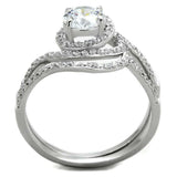 TS351 - Rhodium 925 Sterling Silver Ring with AAA Grade CZ in Clear - Alamode - Flyclothing LLC