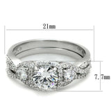 TS352 - Rhodium 925 Sterling Silver Ring with AAA Grade CZ in Clear - Alamode - Flyclothing LLC