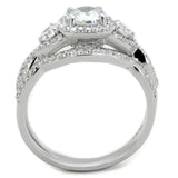 TS352 - Rhodium 925 Sterling Silver Ring with AAA Grade CZ in Clear - Alamode - Flyclothing LLC