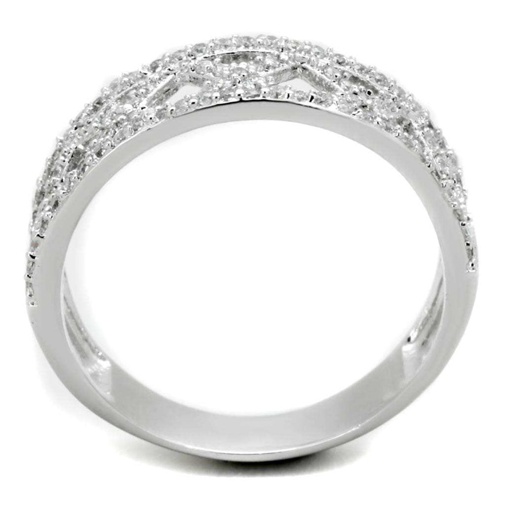 TS354 - Rhodium 925 Sterling Silver Ring with AAA Grade CZ in Clear - Alamode - Flyclothing LLC