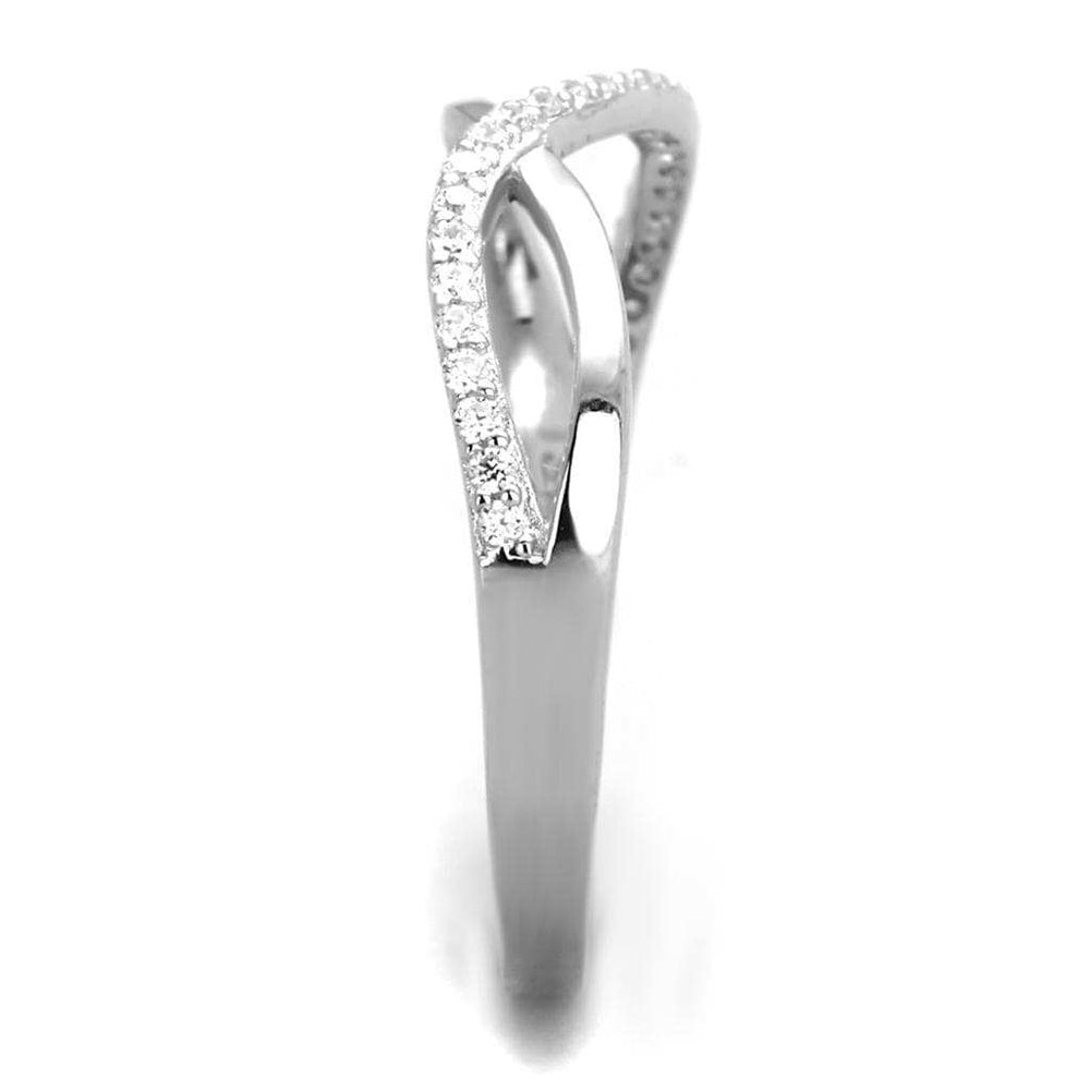 TS355 - Rhodium 925 Sterling Silver Ring with AAA Grade CZ in Clear - Alamode - Flyclothing LLC