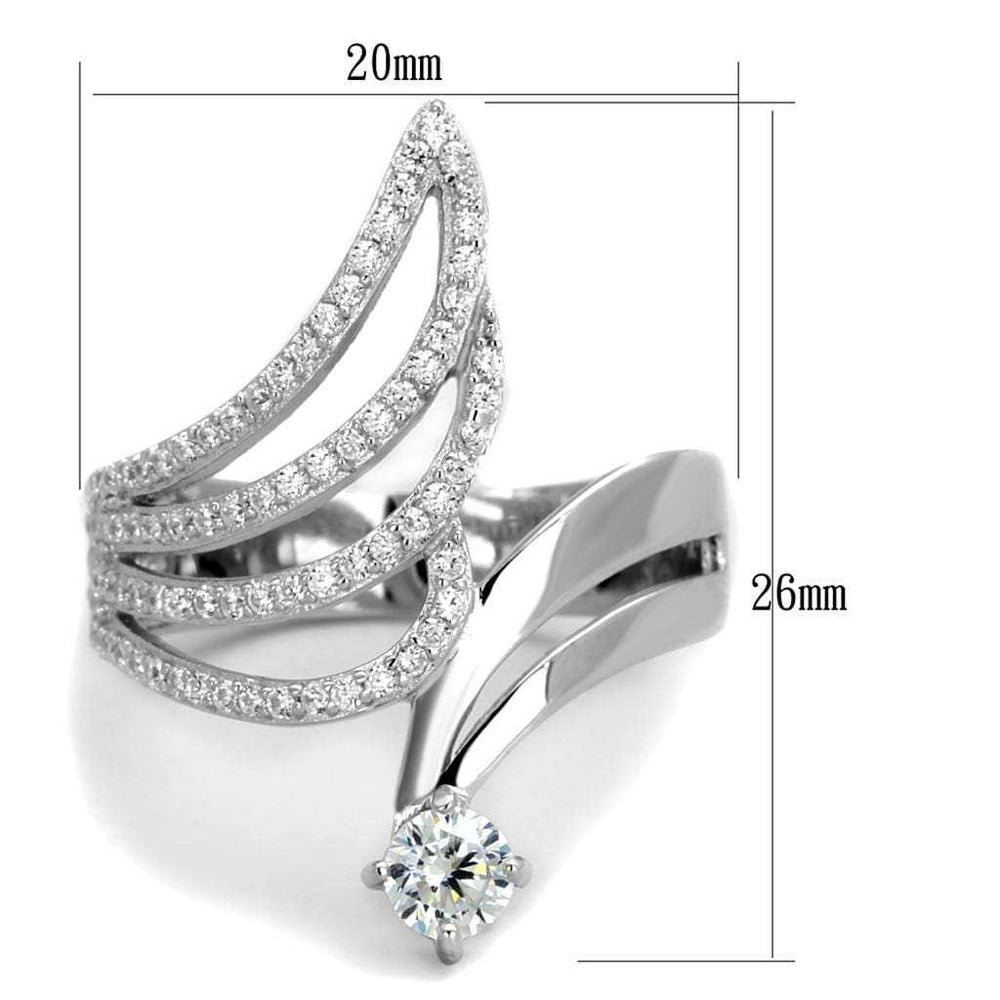 TS356 - Rhodium 925 Sterling Silver Ring with AAA Grade CZ in Clear - Alamode - Flyclothing LLC