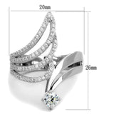 TS356 - Rhodium 925 Sterling Silver Ring with AAA Grade CZ in Clear - Alamode - Flyclothing LLC