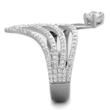 TS356 - Rhodium 925 Sterling Silver Ring with AAA Grade CZ in Clear - Alamode - Flyclothing LLC