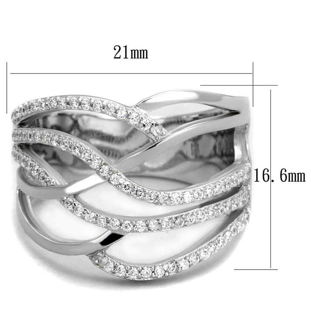 TS357 - Rhodium 925 Sterling Silver Ring with AAA Grade CZ in Clear - Alamode - Flyclothing LLC