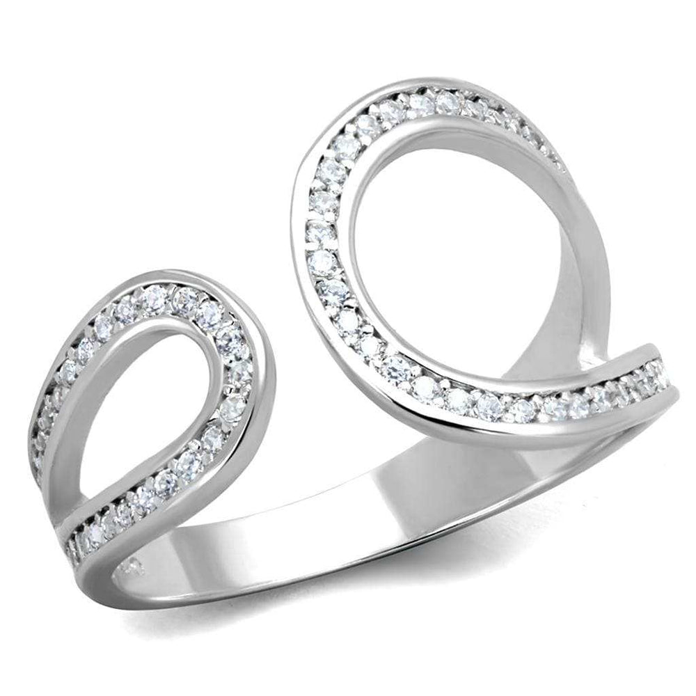 TS359 - Rhodium 925 Sterling Silver Ring with AAA Grade CZ in Clear - Alamode - Flyclothing LLC