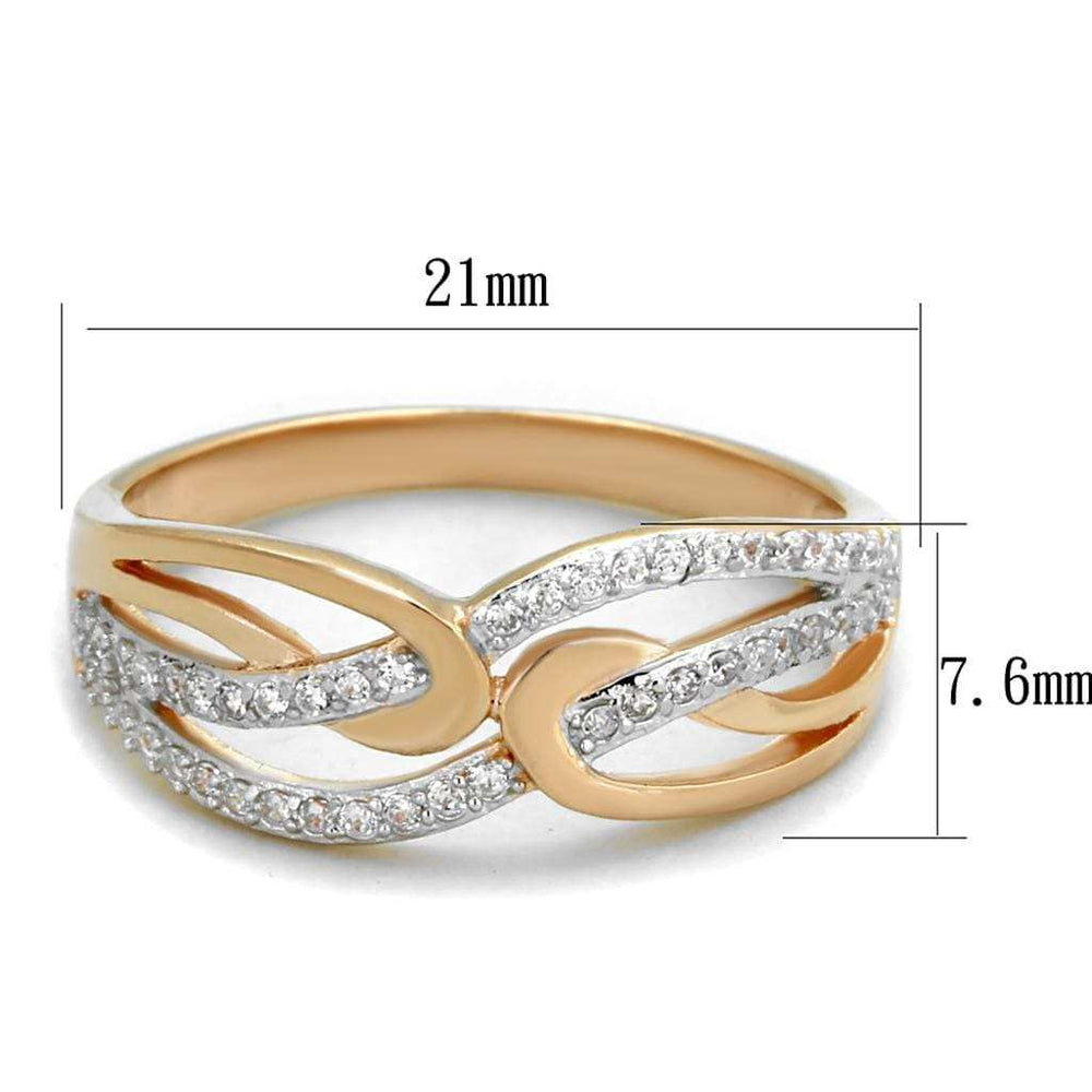 TS361 - Rose Gold + Rhodium 925 Sterling Silver Ring with AAA Grade CZ in Clear - Alamode - Flyclothing LLC