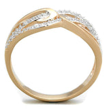 TS361 - Rose Gold + Rhodium 925 Sterling Silver Ring with AAA Grade CZ in Clear - Alamode - Flyclothing LLC