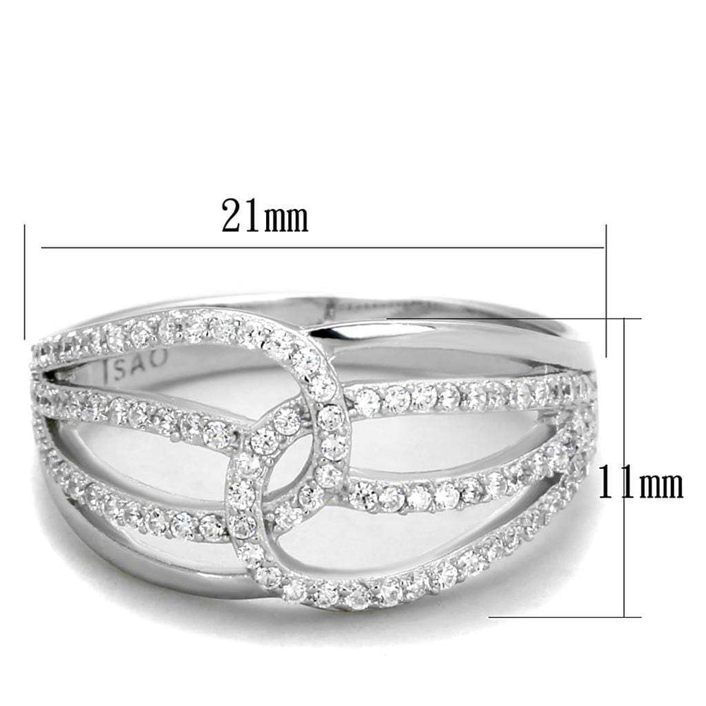 TS363 - Rhodium 925 Sterling Silver Ring with AAA Grade CZ in Clear - Alamode - Flyclothing LLC
