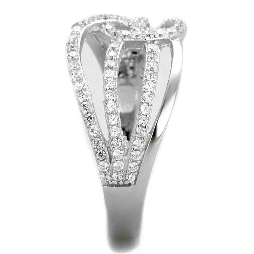 TS363 - Rhodium 925 Sterling Silver Ring with AAA Grade CZ in Clear - Alamode - Flyclothing LLC