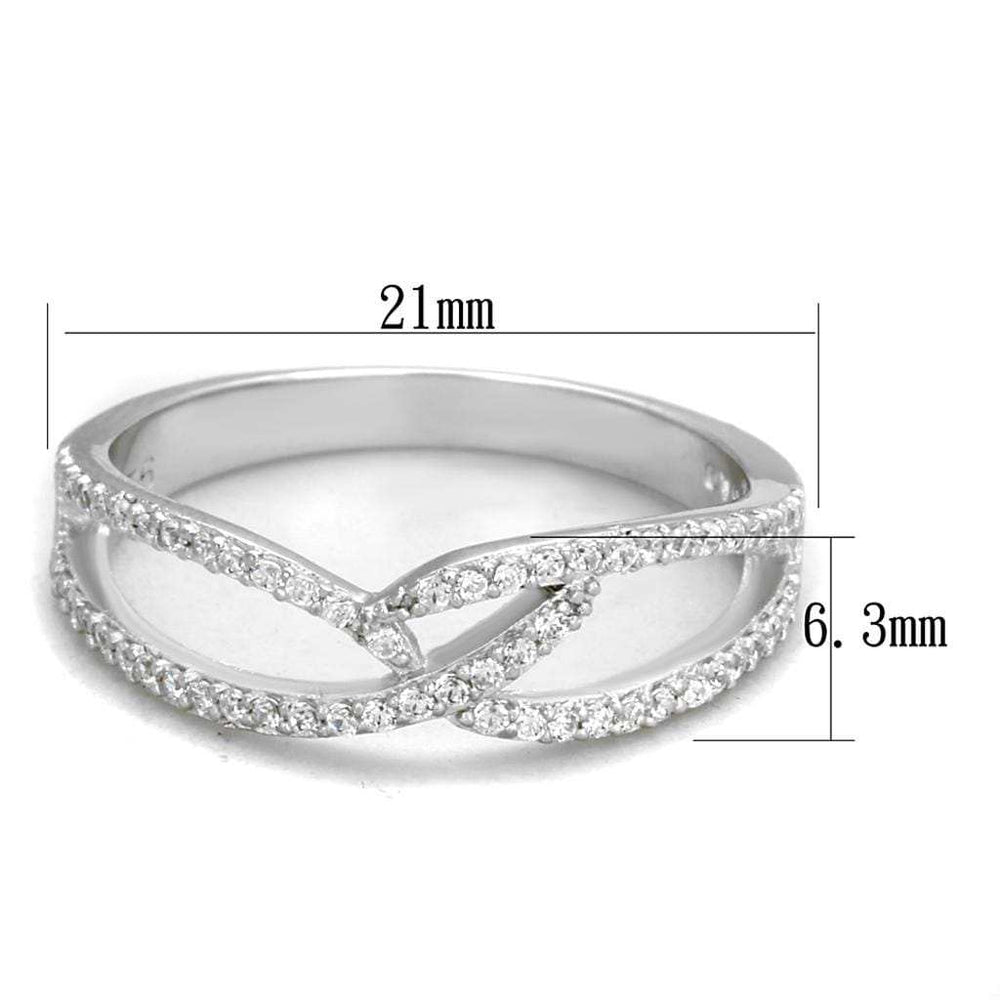 TS365 - Rhodium 925 Sterling Silver Ring with AAA Grade CZ in Clear - Alamode - Flyclothing LLC