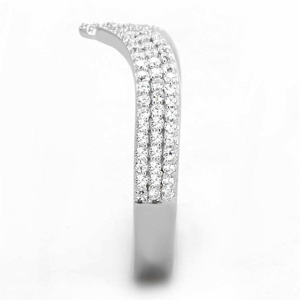 TS366 - Rhodium 925 Sterling Silver Ring with AAA Grade CZ in Clear - Alamode - Flyclothing LLC