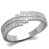 TS367 - Rhodium 925 Sterling Silver Ring with AAA Grade CZ in Clear - Alamode - Flyclothing LLC