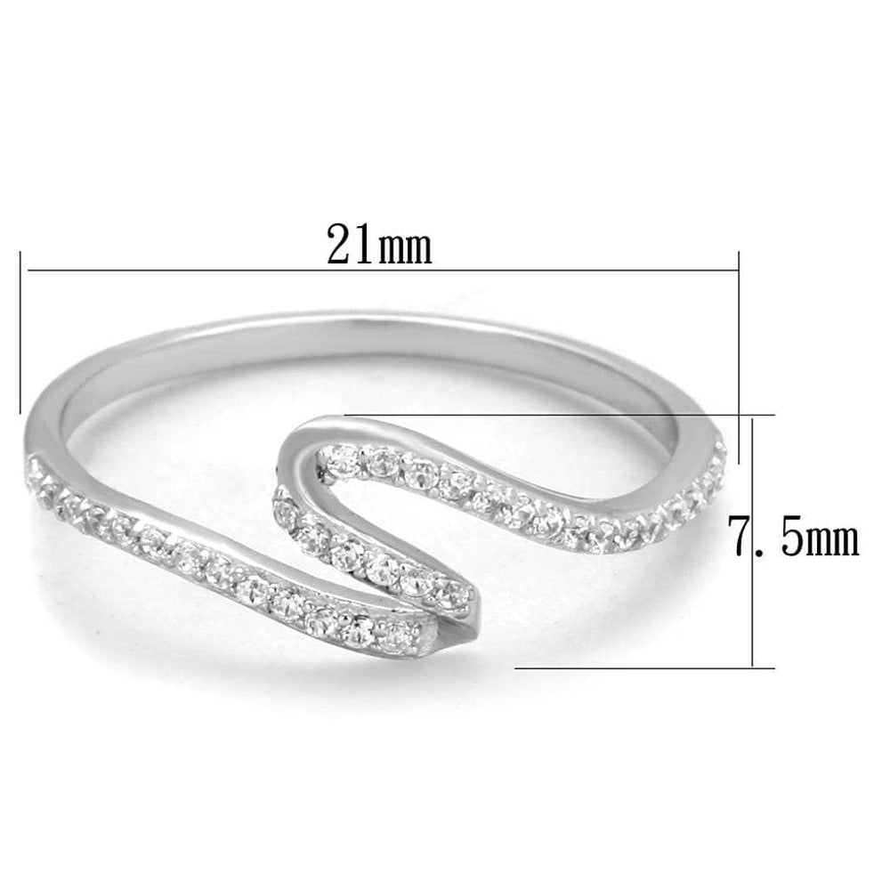 TS368 - Rhodium 925 Sterling Silver Ring with AAA Grade CZ in Clear - Alamode - Flyclothing LLC