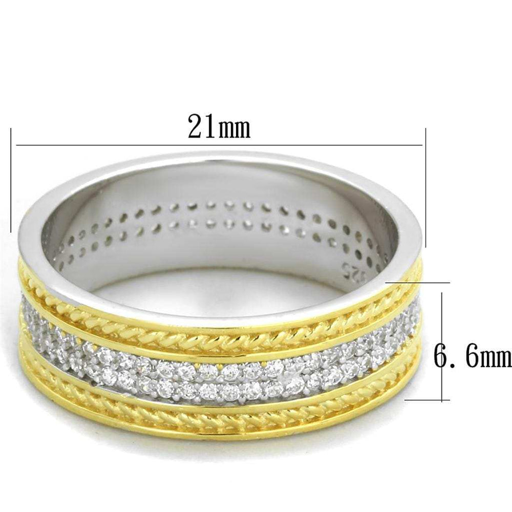 TS369 - Reverse Two-Tone 925 Sterling Silver Ring with AAA Grade CZ in Clear - Alamode - Flyclothing LLC
