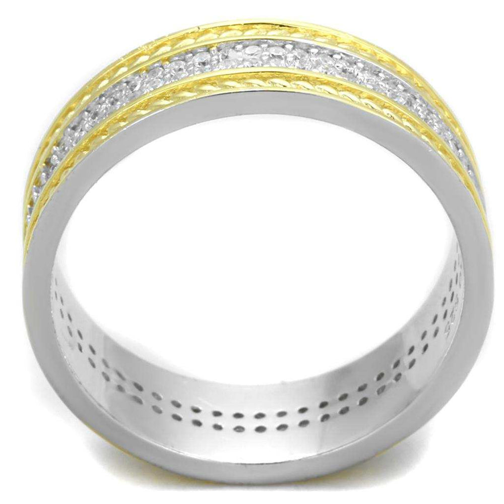 TS369 - Reverse Two-Tone 925 Sterling Silver Ring with AAA Grade CZ in Clear - Alamode - Flyclothing LLC