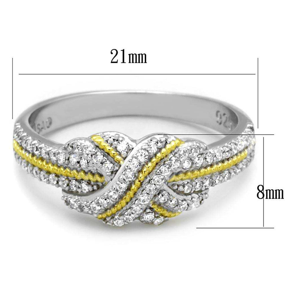 TS370 - Reverse Two-Tone 925 Sterling Silver Ring with AAA Grade CZ in Clear - Alamode - Flyclothing LLC