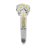 TS370 - Reverse Two-Tone 925 Sterling Silver Ring with AAA Grade CZ in Clear - Alamode - Flyclothing LLC